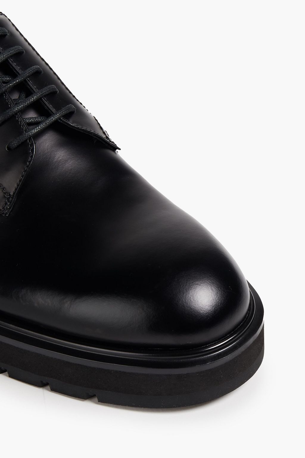 VALENTINO GARAVANI Studded logo-print leather derby shoes