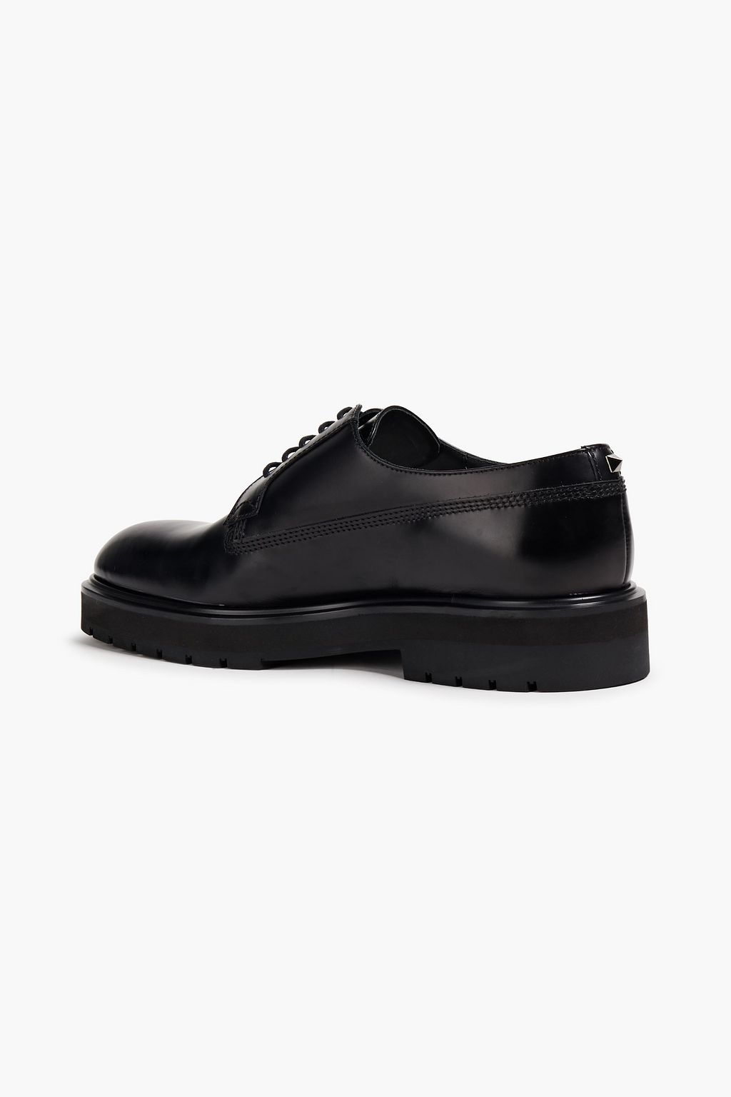 VALENTINO GARAVANI Studded logo-print leather derby shoes