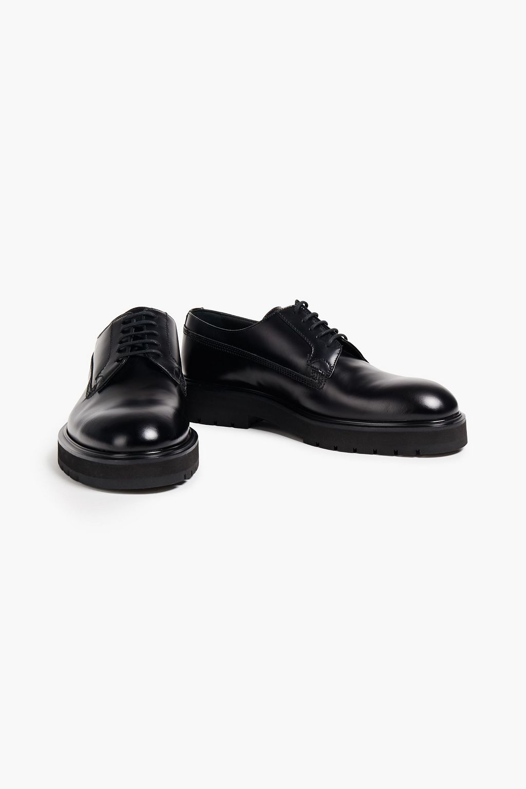 VALENTINO GARAVANI Studded logo-print leather derby shoes