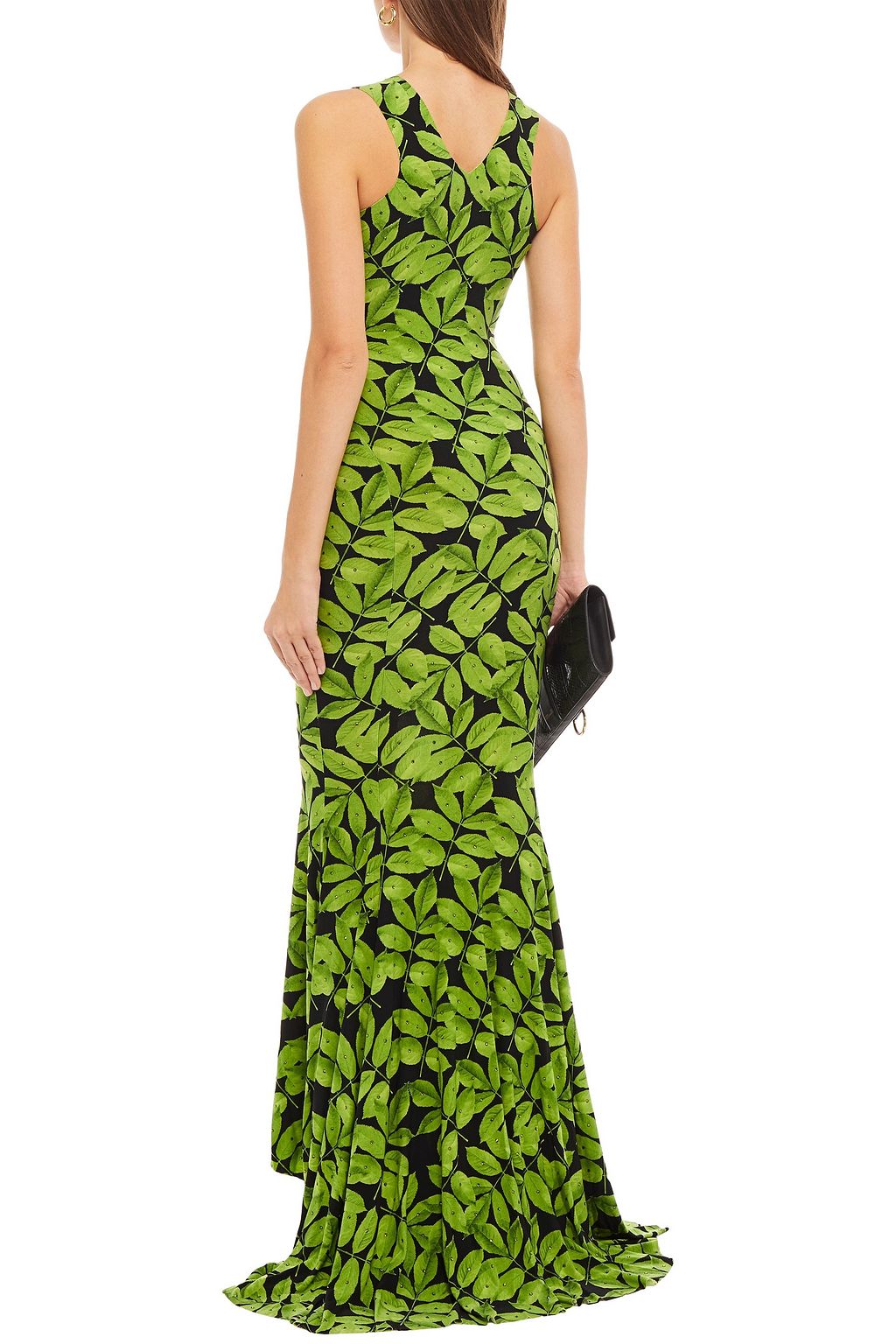 NORMA KAMALI Crystal-embellished printed stretch-jersey gown