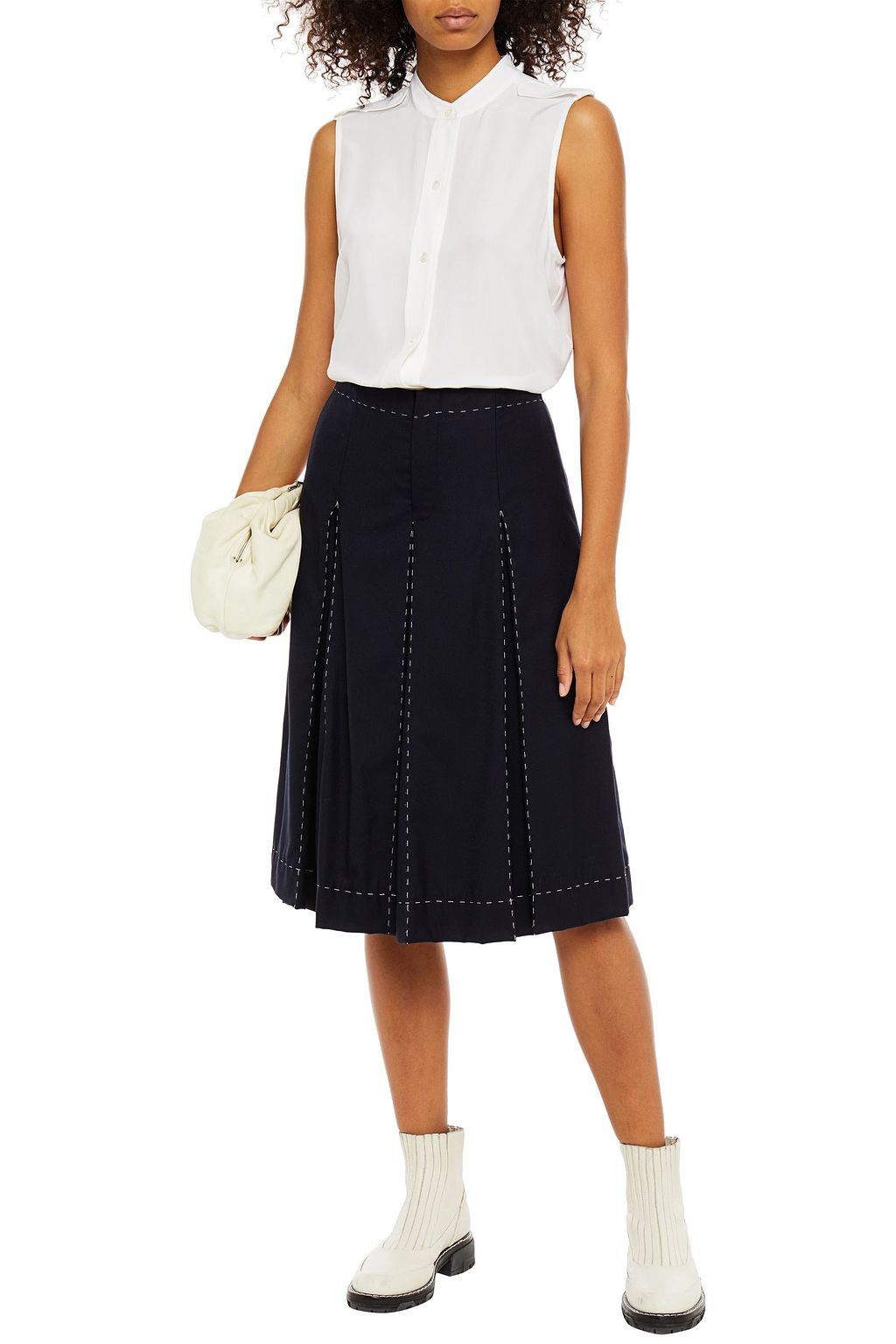 MAISON MARGIELA Pleated wool-blend twill culottes