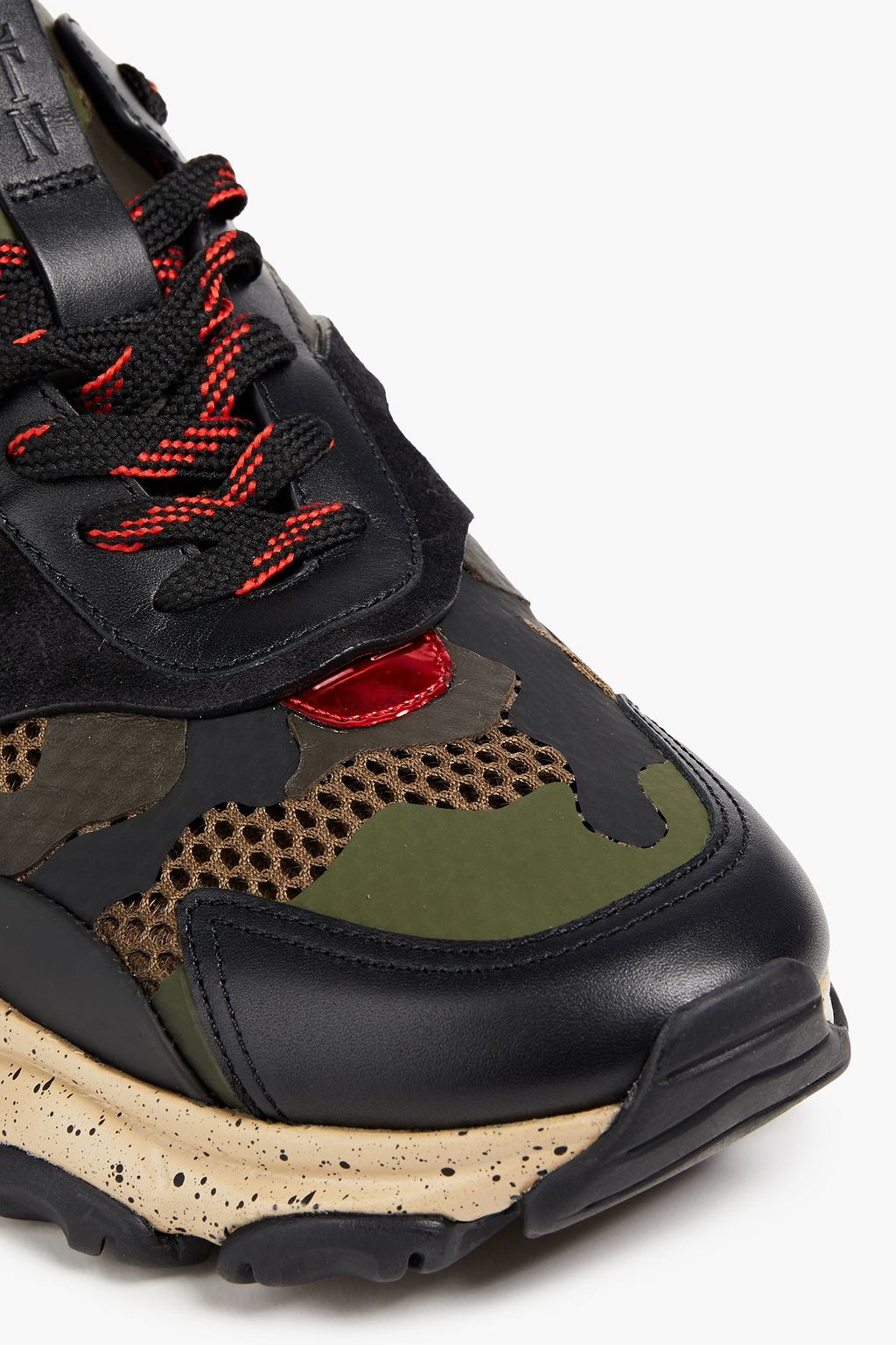 VALENTINO GARAVANI Bounce printed leather, suede and mesh sneakers