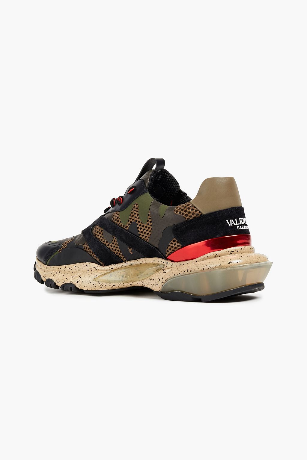 VALENTINO GARAVANI Bounce printed leather, suede and mesh sneakers