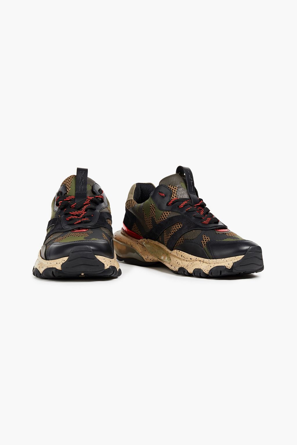 VALENTINO GARAVANI Bounce printed leather, suede and mesh sneakers