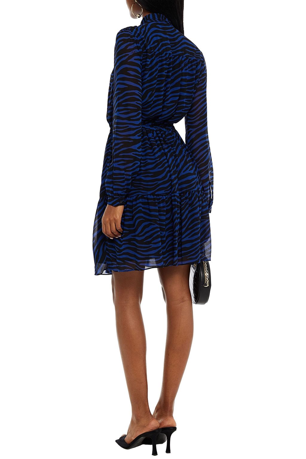 MICHAEL MICHAEL KORS Gathered zebra-print chiffon mini dress