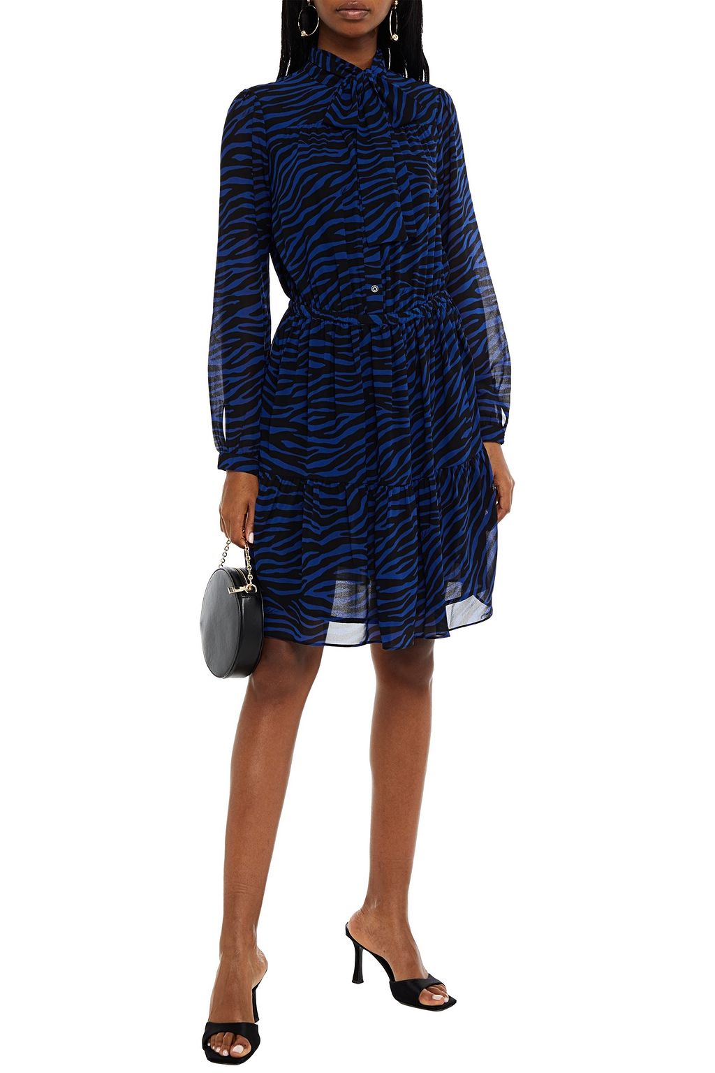 MICHAEL MICHAEL KORS Gathered zebra-print chiffon mini dress