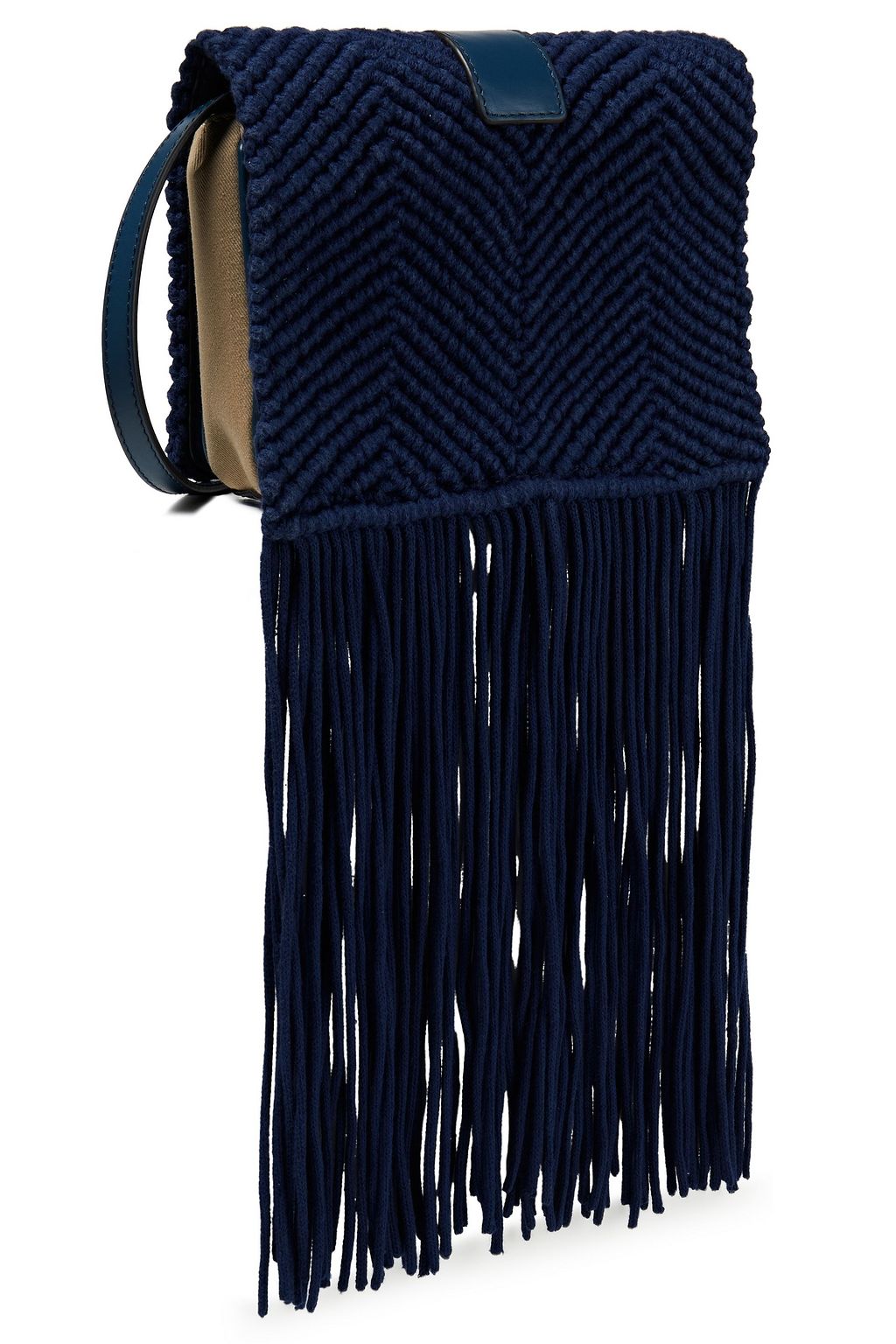 SEE BY CHLOÉ Roby crocheted cotton-paneled leather shoulder bag