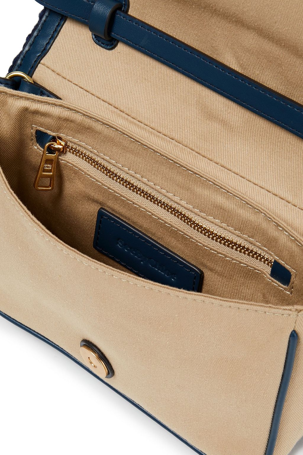 SEE BY CHLOÉ Roby crocheted cotton-paneled leather shoulder bag
