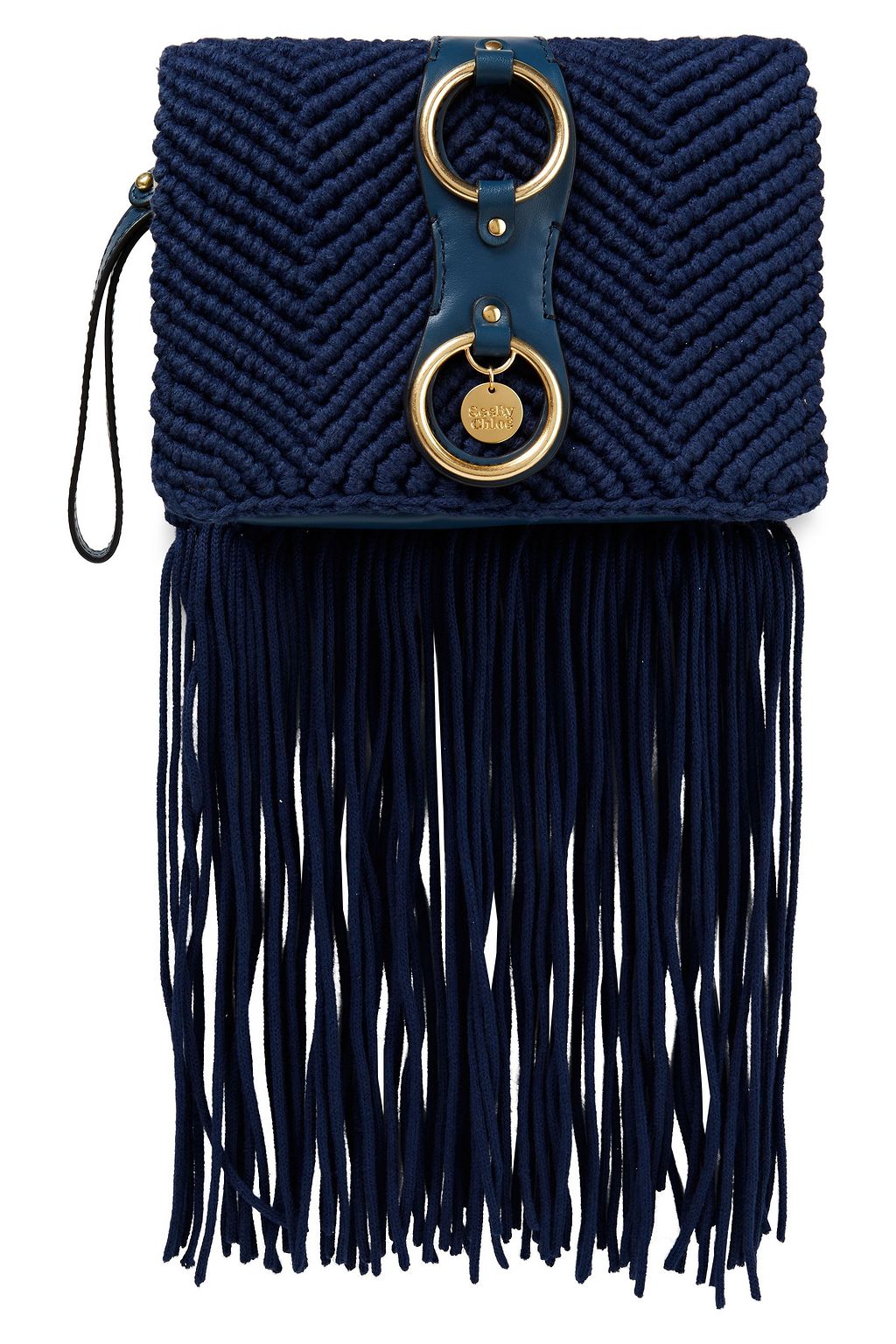 SEE BY CHLOÉ Roby crocheted cotton-paneled leather shoulder bag