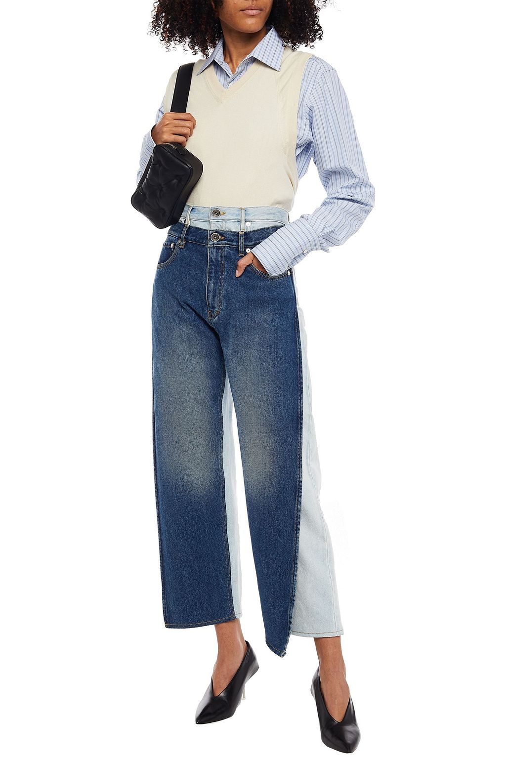 MAISON MARGIELA Layered faded high-rise straight-leg jeans