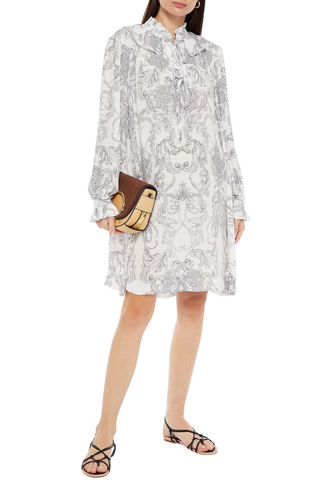 SEE BY CHLOÉ Ruffle-trimmed printed crepe de chine mini dress