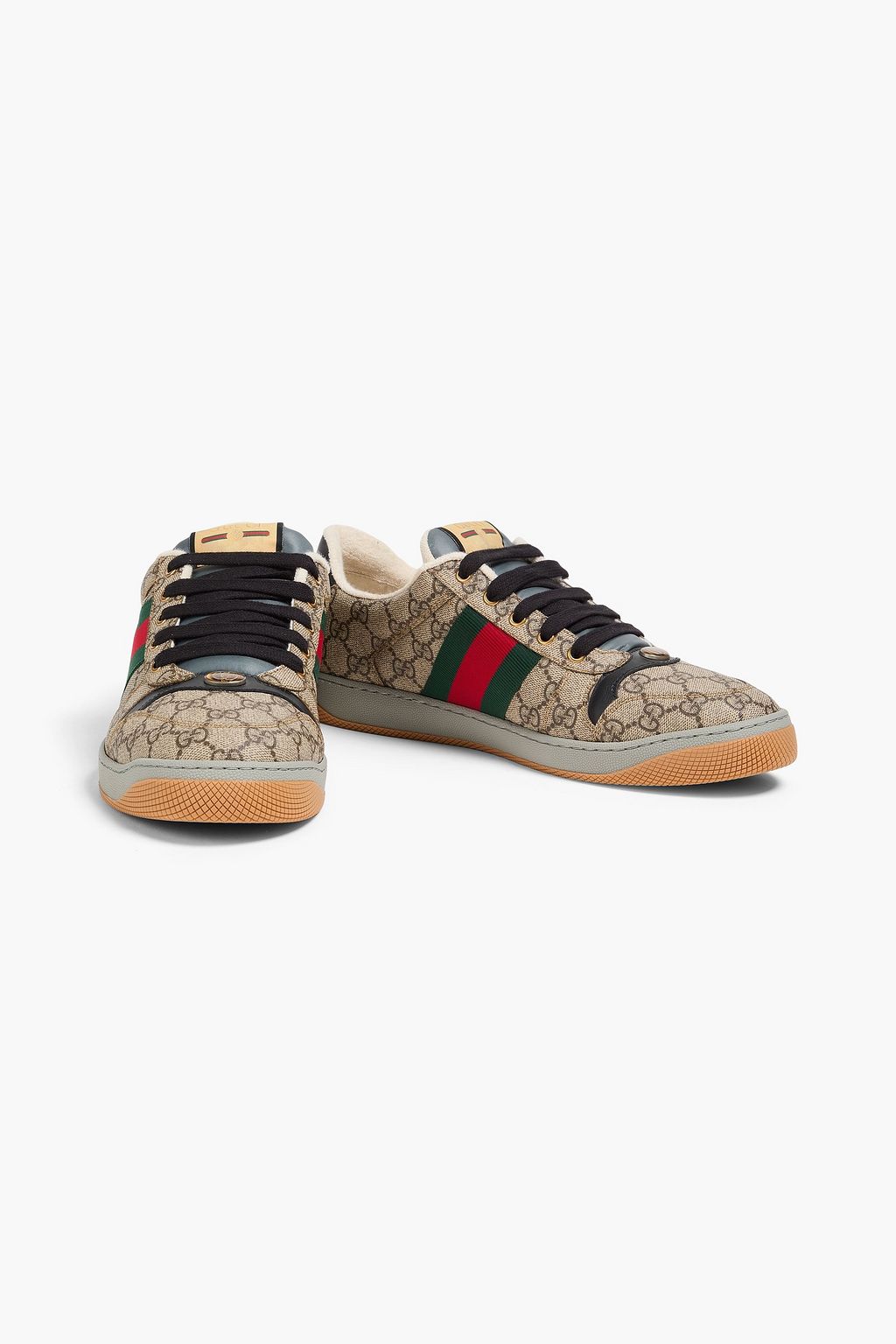 GUCCI Screener webbing-trimmed coated-canvas sneakers