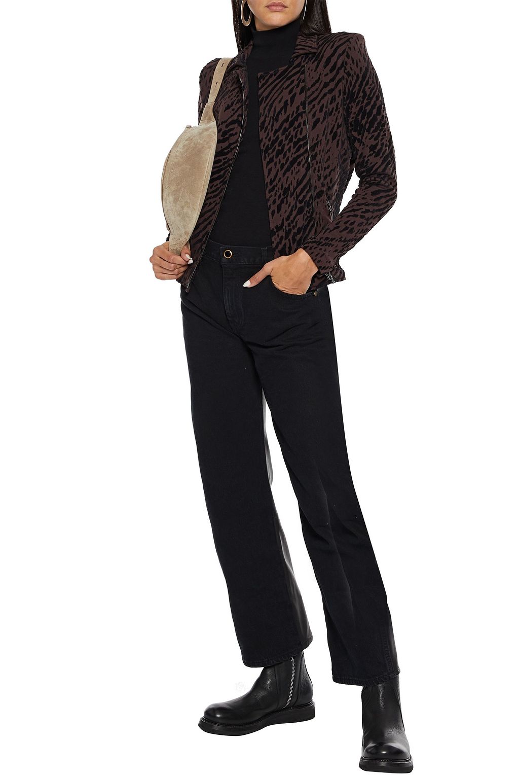 MAJESTIC FILATURES Flocked stretch-jersey biker jacket