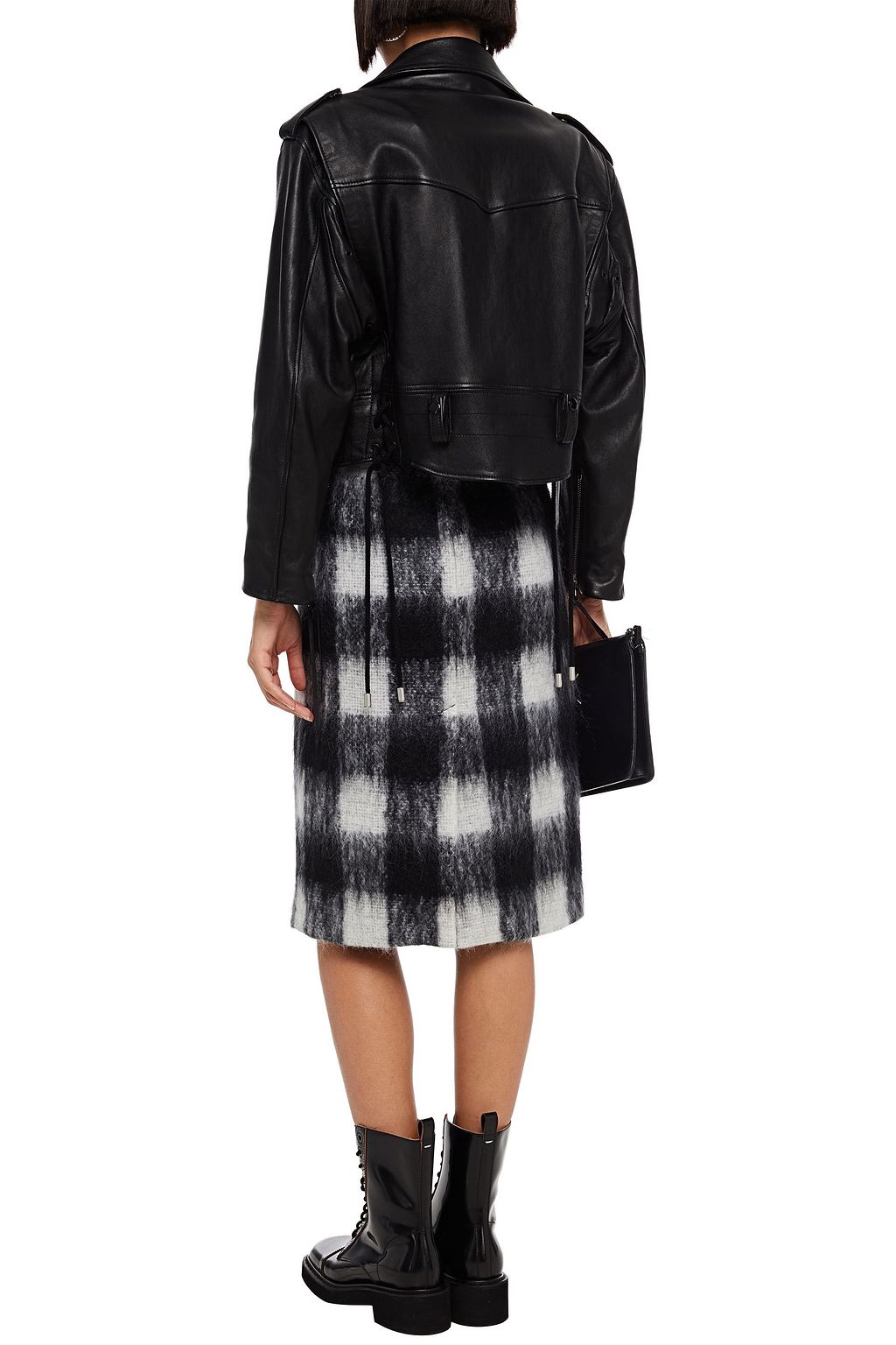 MAISON MARGIELA Cropped lace-up leather biker jacket