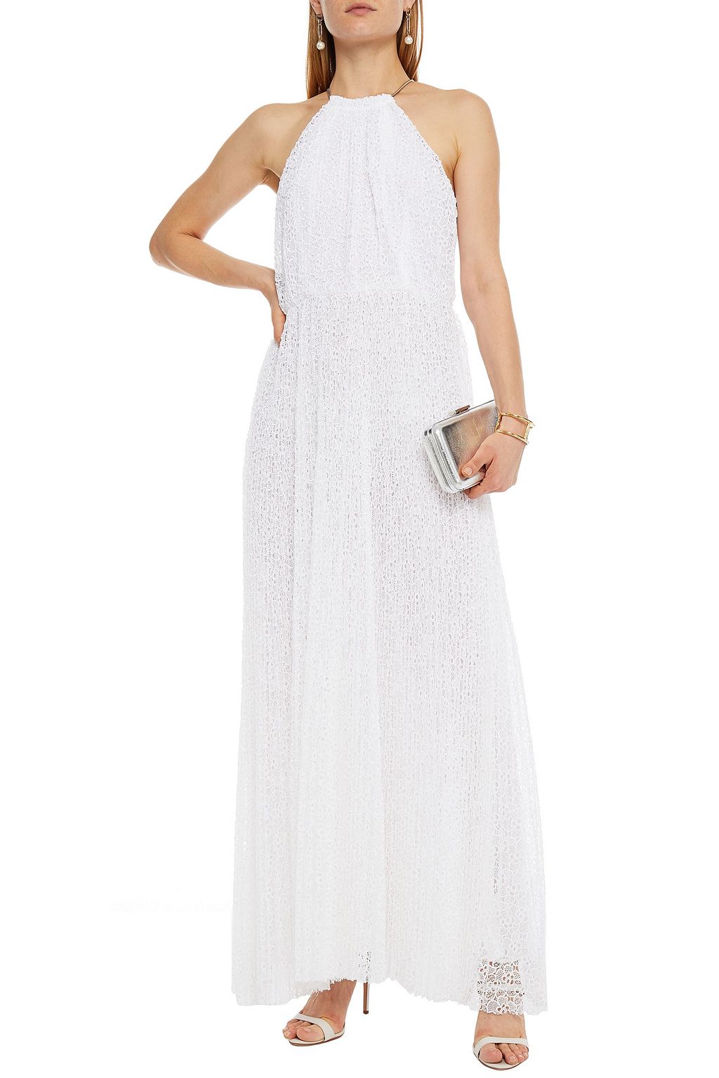 MICHAEL MICHAEL KORS Gathered crocheted lace maxi dress