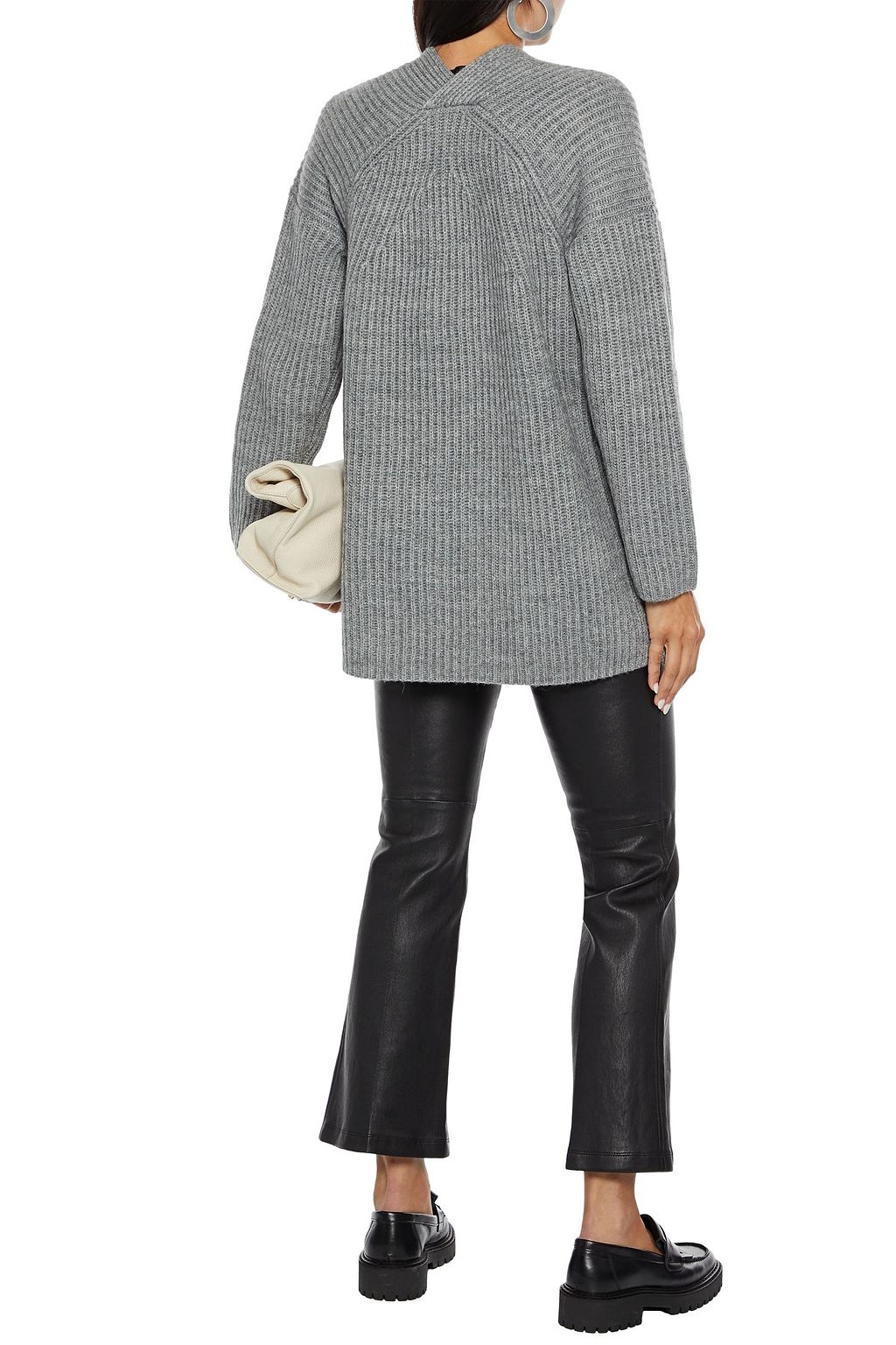 VINCE. Ribbed mélange wool and yak-blend cardigan