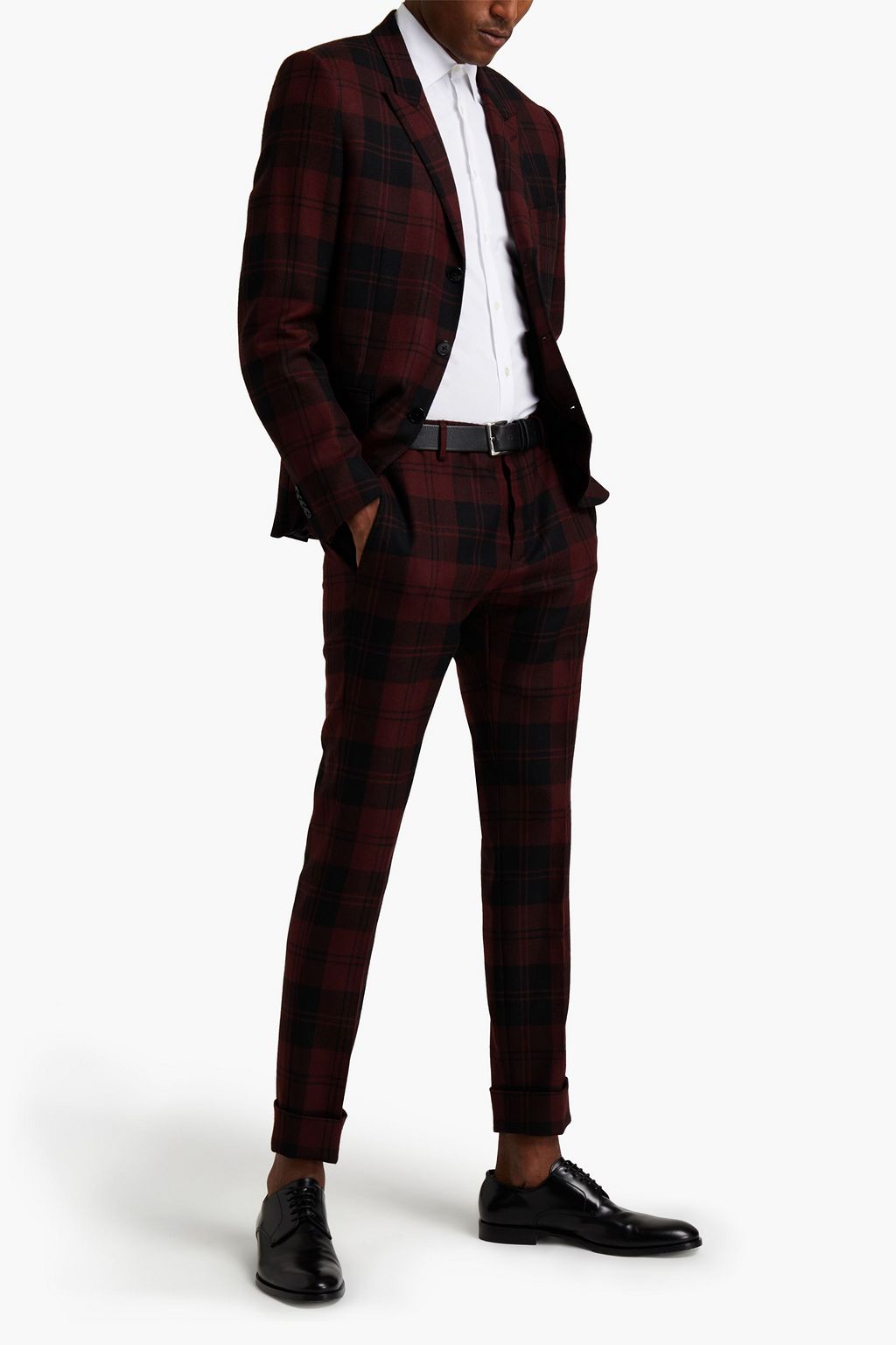 VALENTINO Checked wool-twill tapered pants