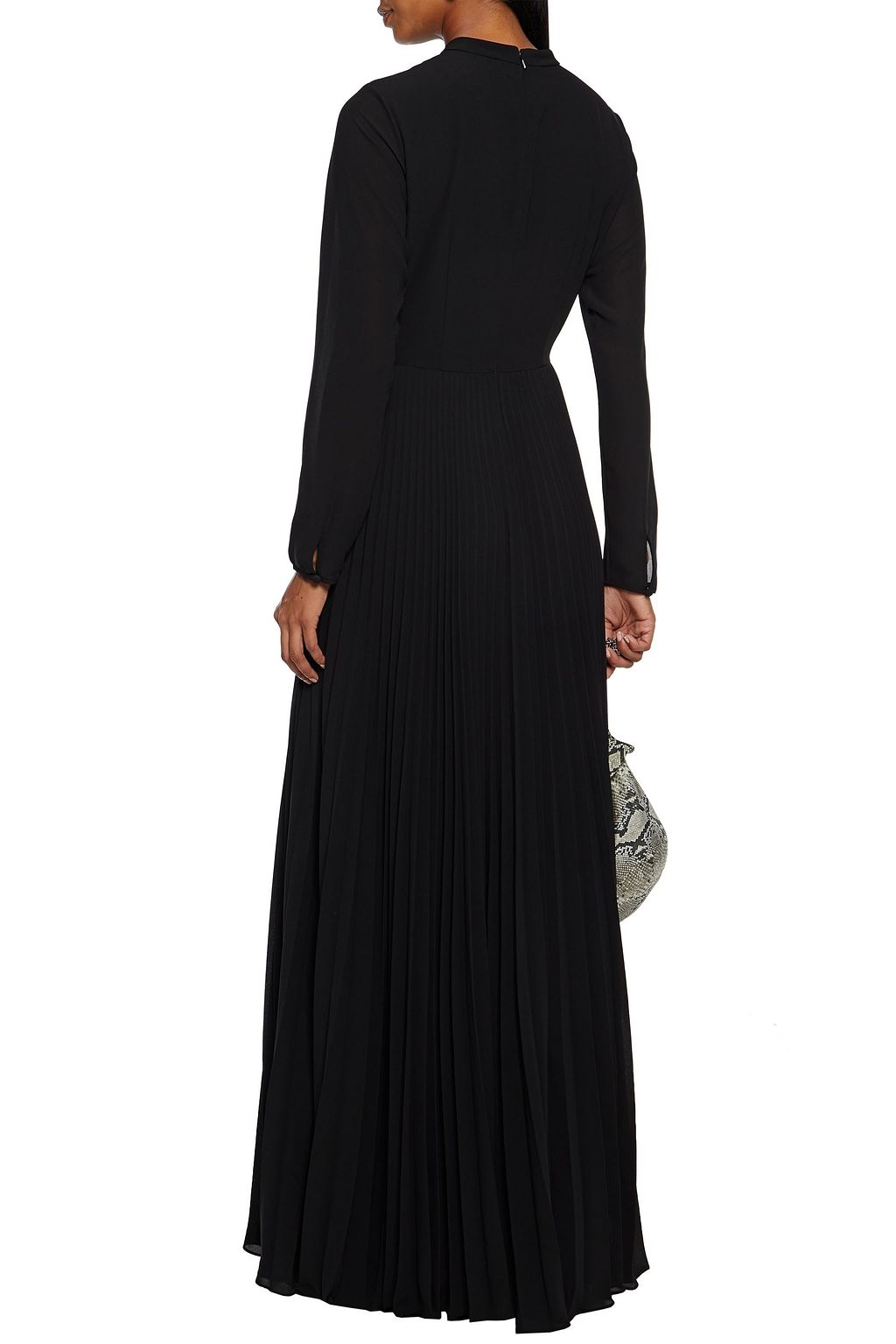 MIKAEL AGHAL Cutout pleated crepe de chine maxi dress