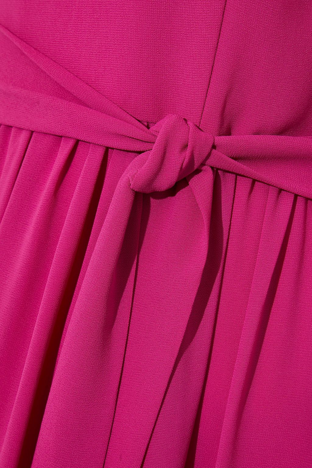 MIKAEL AGHAL Belted button-detailed crepe de chine maxi dress