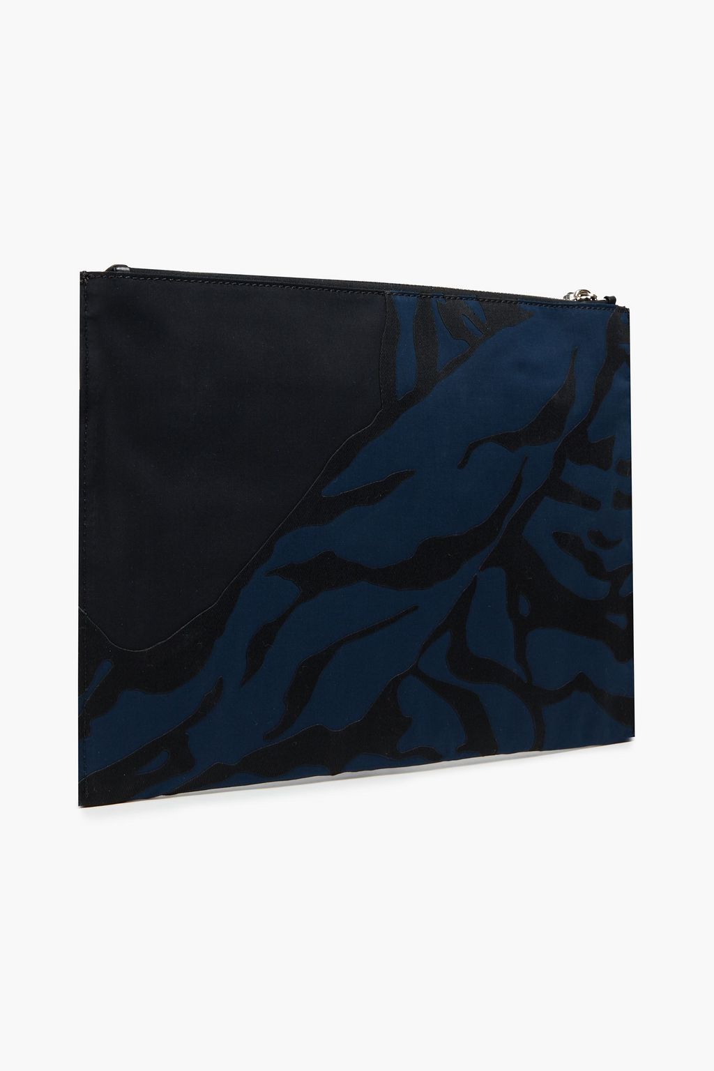 VALENTINO GARAVANI Leather-trimmed printed woven and denim pouch
