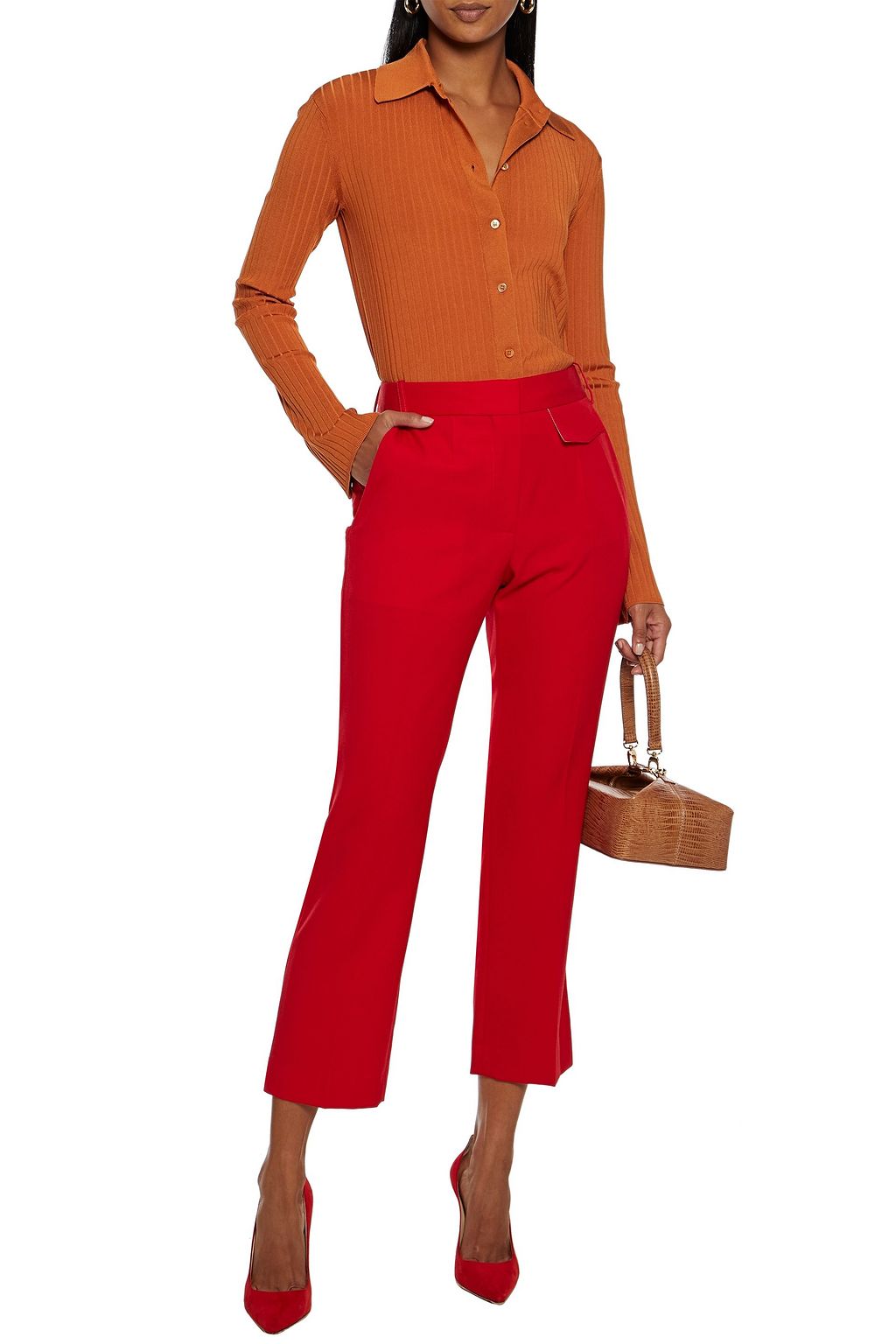 VICTORIA BECKHAM Penelope cropped wool-twill straight-leg pants