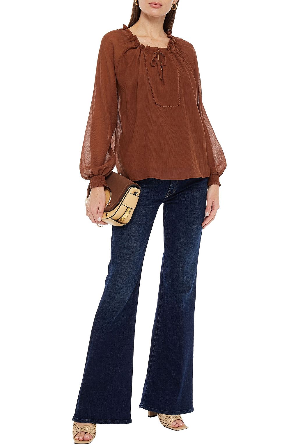 SEE BY CHLOÉ Gathered cotton and silk-blend crepon top