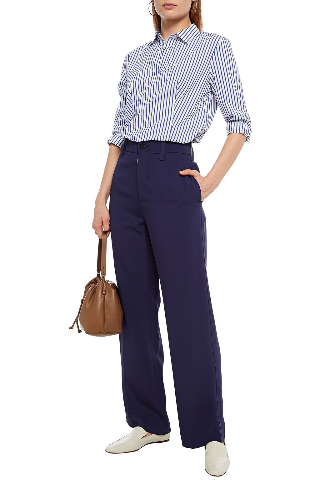 MARNI Buckle-detailed cady straight-leg pants