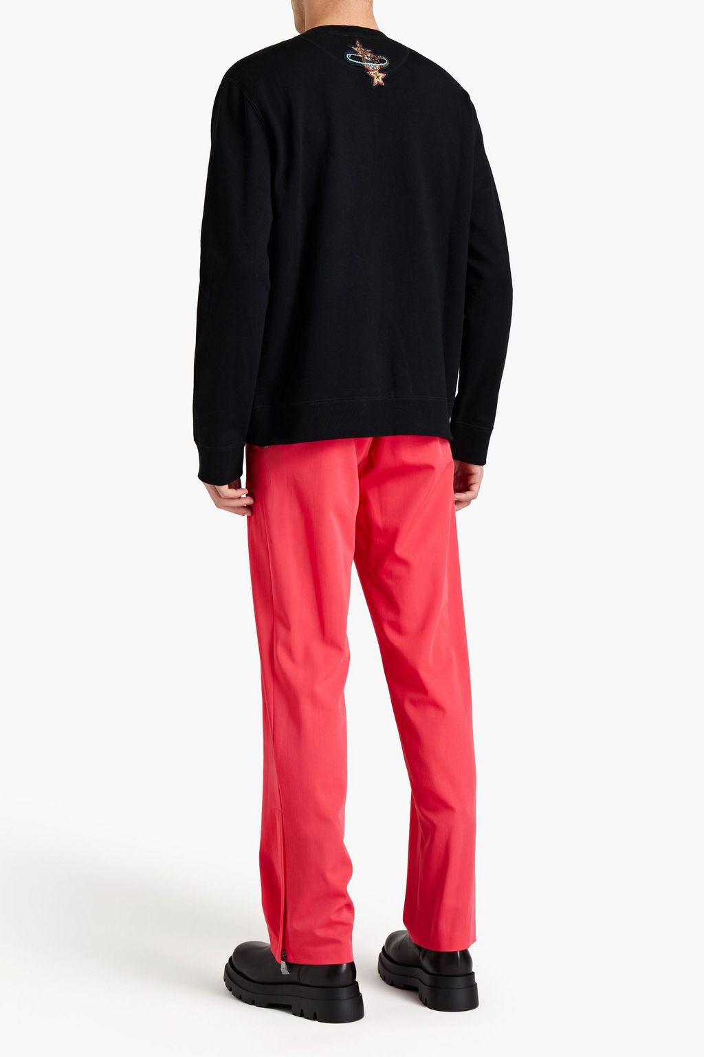 VALENTINO GARAVANI Embellished French cotton-blend terry sweatshirt