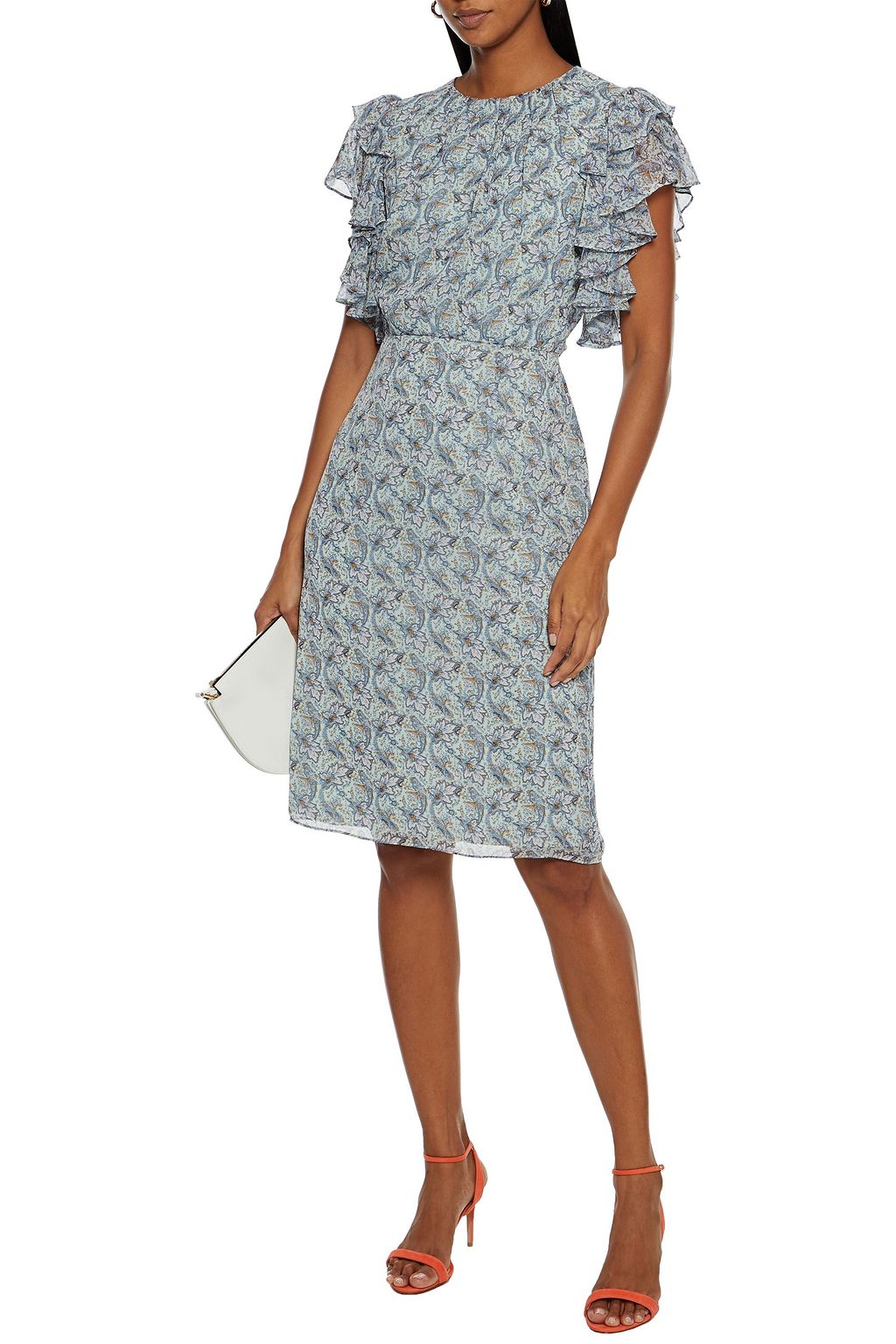 MIKAEL AGHAL Ruffled printed chiffon dress