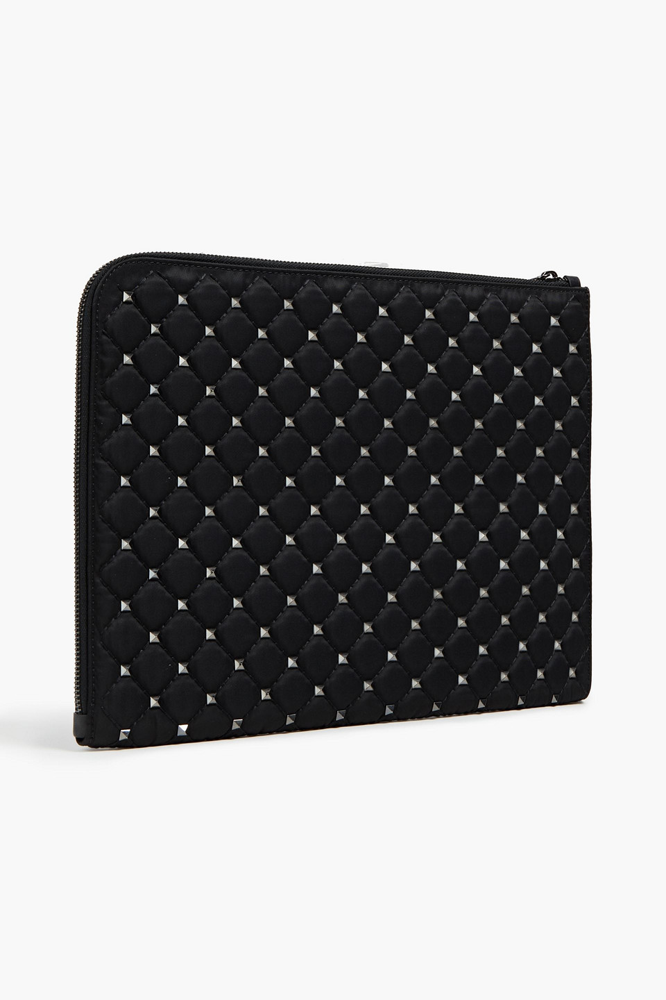 Valentino Garavani Man Rockstud Spike Quilted Twill Document Case In Black