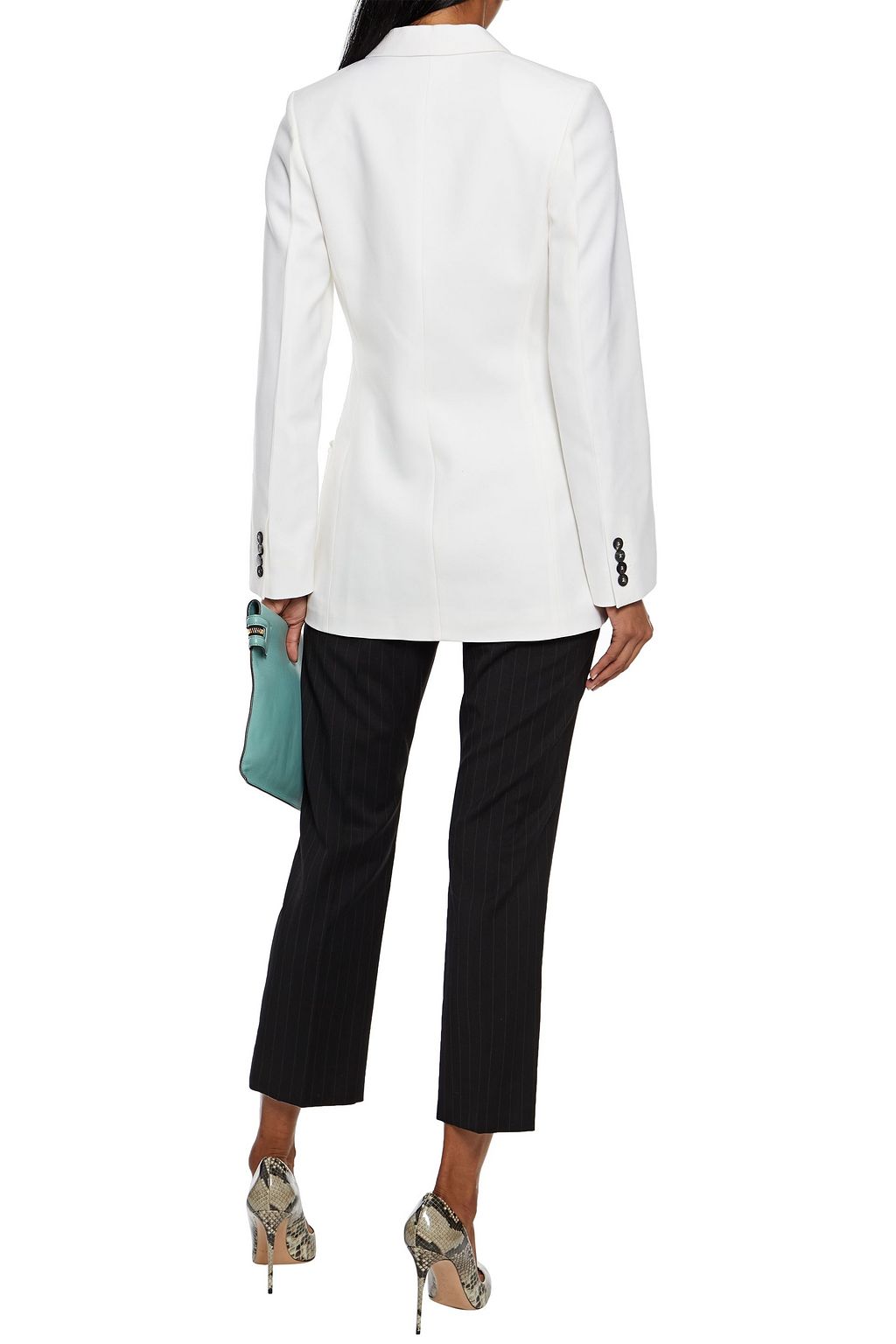 VICTORIA BECKHAM Belted satin-trimmed wool-twill tuxedo jacket