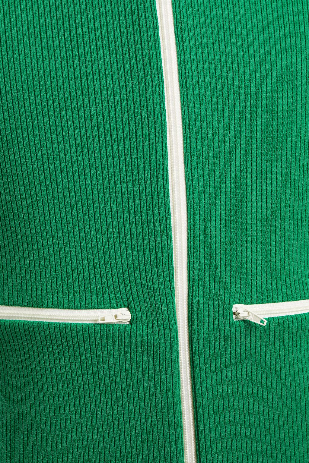 VALENTINO GARAVANI Slim-fit two-tone ribbed-knit zip-up cardigan