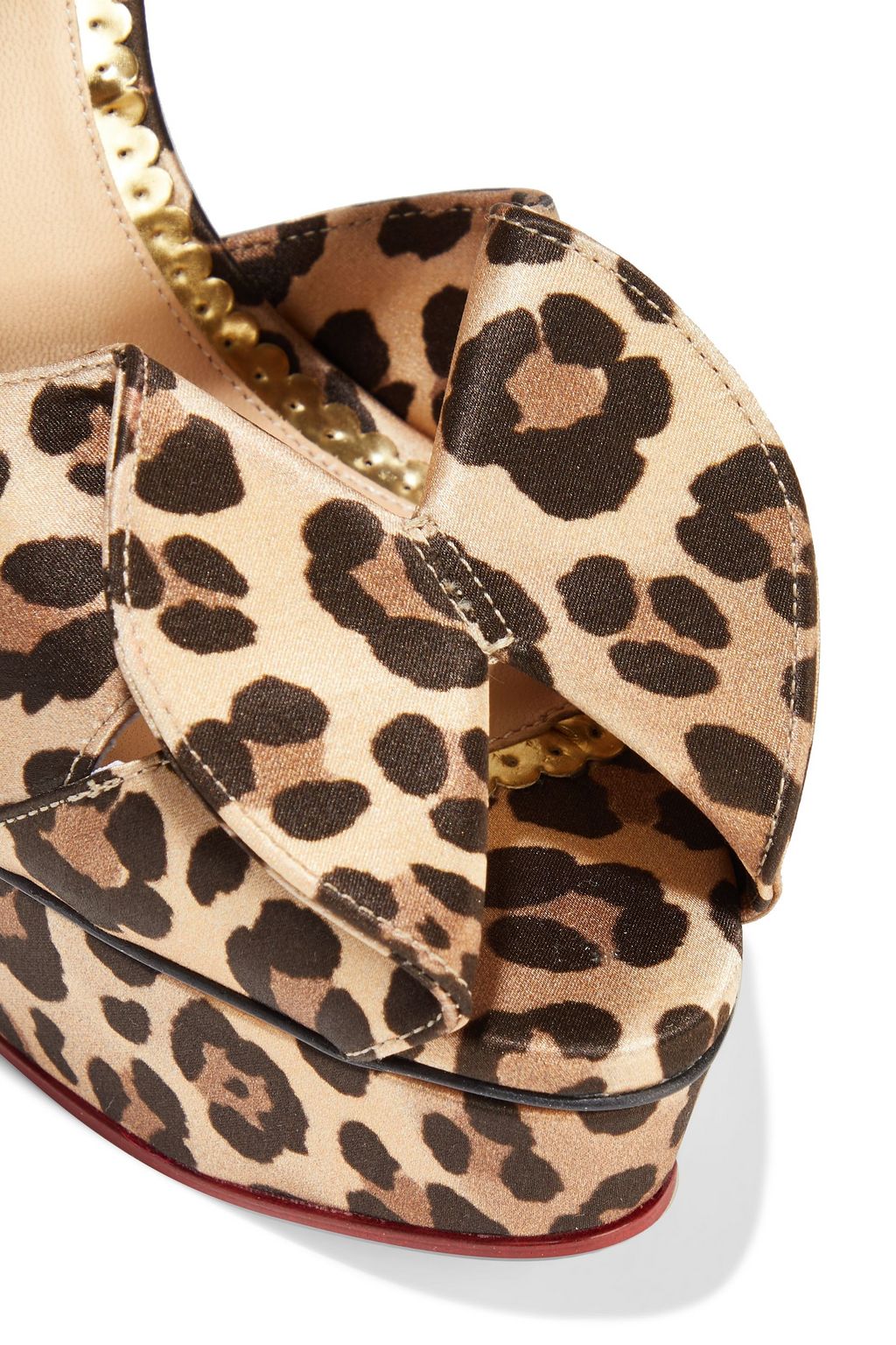 CHARLOTTE OLYMPIA Rochelle bow-embellished leopard-print satin platform sandals