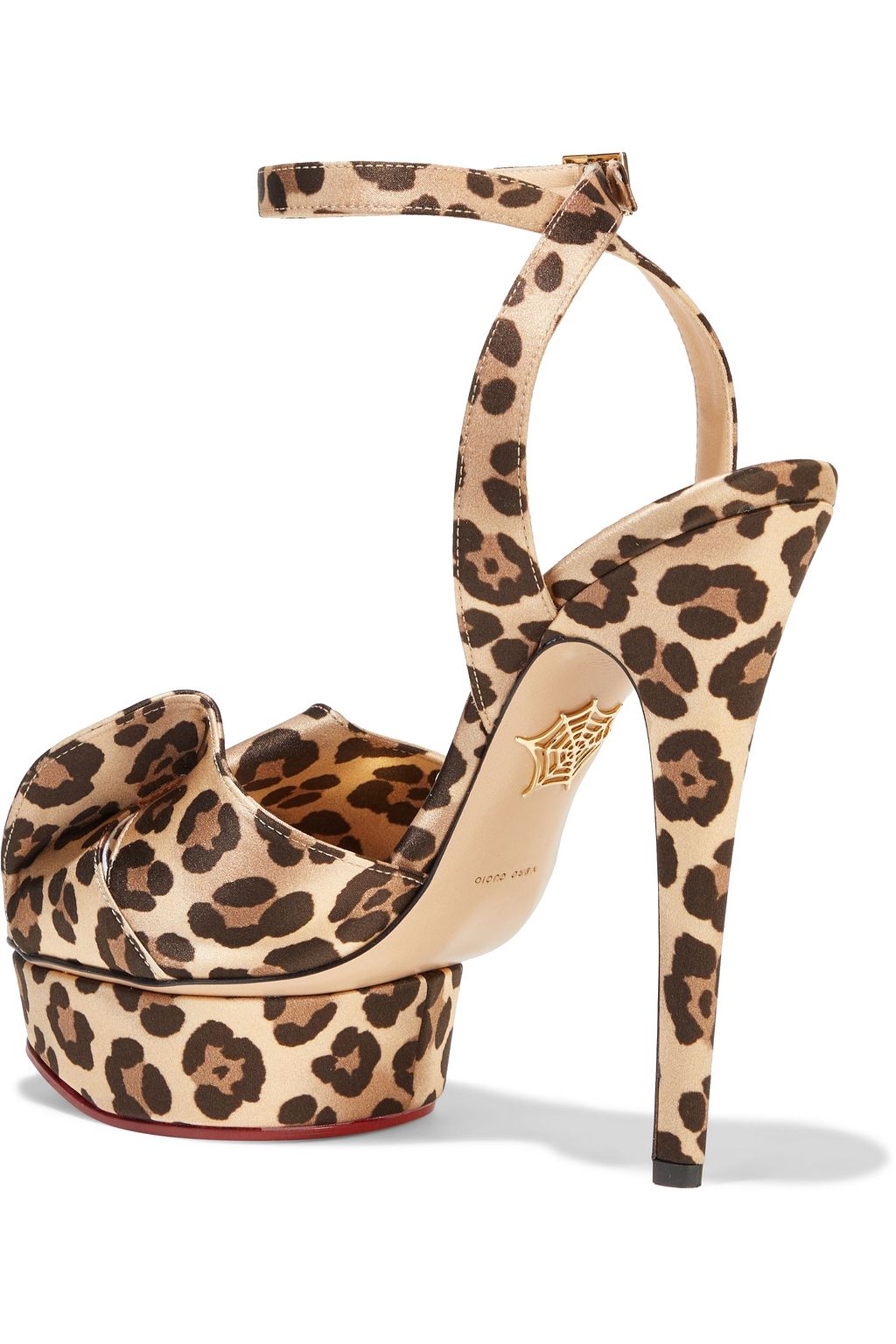 CHARLOTTE OLYMPIA Rochelle bow-embellished leopard-print satin platform sandals