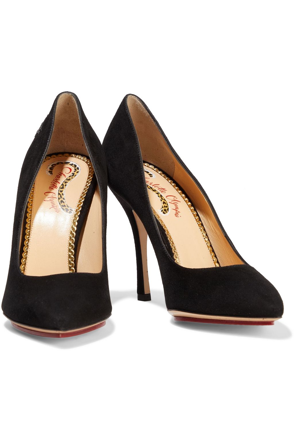 CHARLOTTE OLYMPIA Bacall embroidered suede pumps