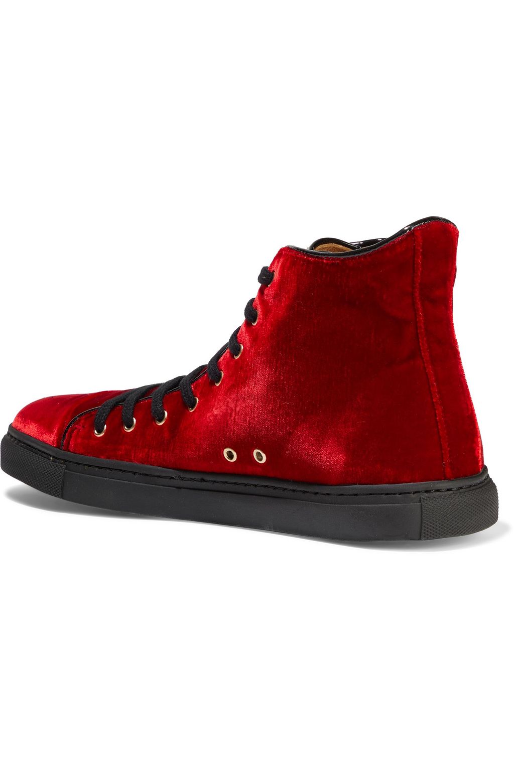 CHARLOTTE OLYMPIA Purrfect embroidered velvet high-top sneakers