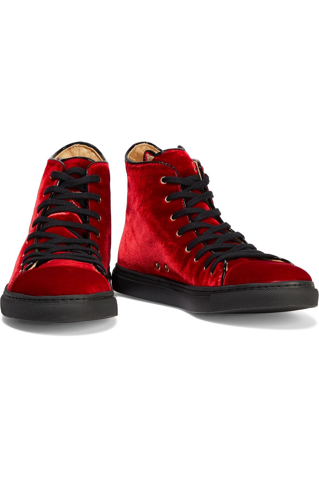 CHARLOTTE OLYMPIA Purrfect embroidered velvet high-top sneakers