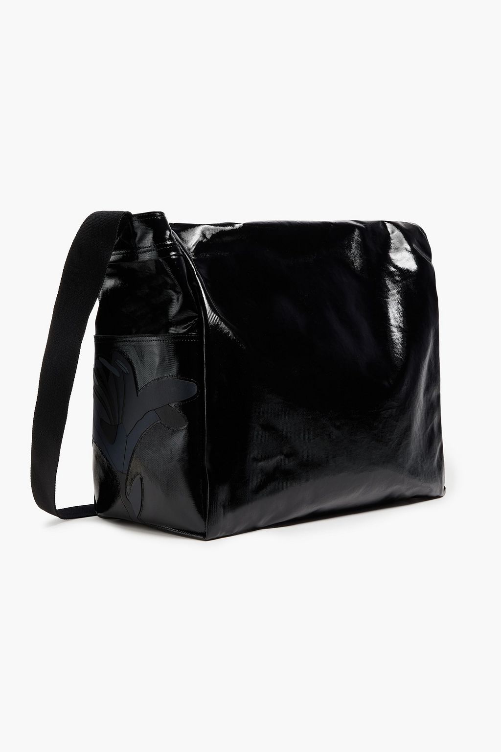 VALENTINO GARAVANI Leather-trimmed coated cotton-twill messenger bag