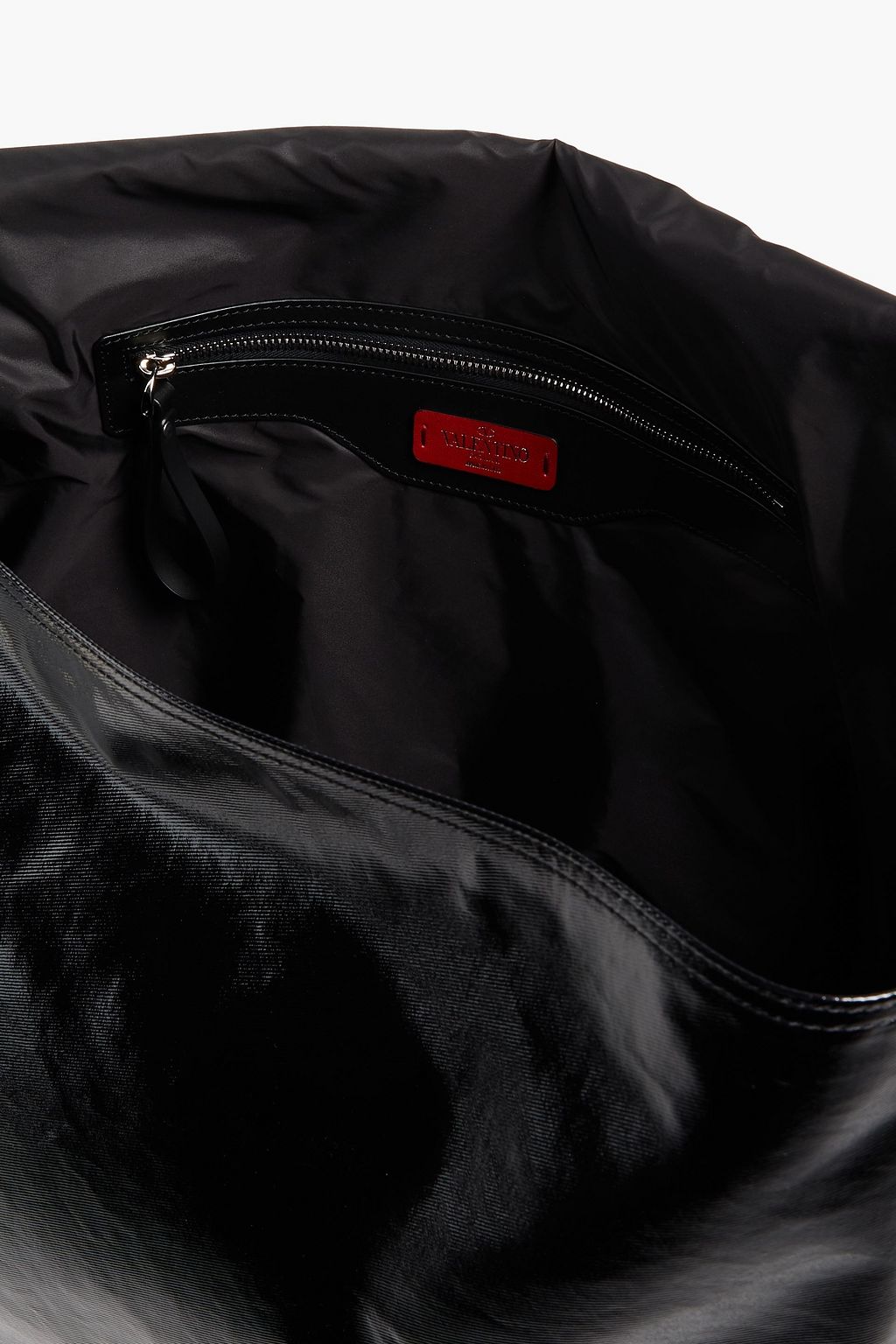 VALENTINO GARAVANI Leather-trimmed coated cotton-twill messenger bag
