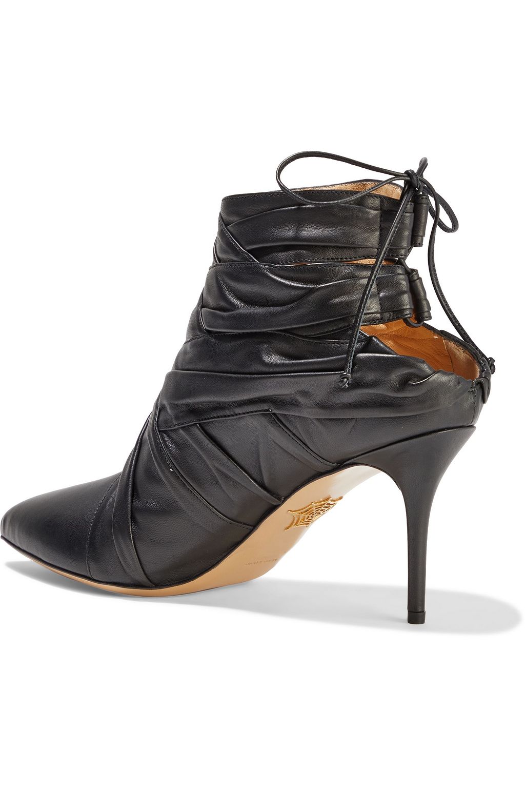 CHARLOTTE OLYMPIA Cutout pleated leather ankle boots