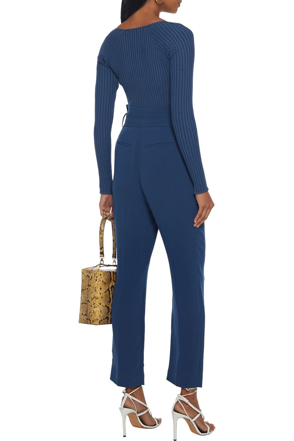 SIMKHAI Rosalie belted zip-detailed crepe tapered pants