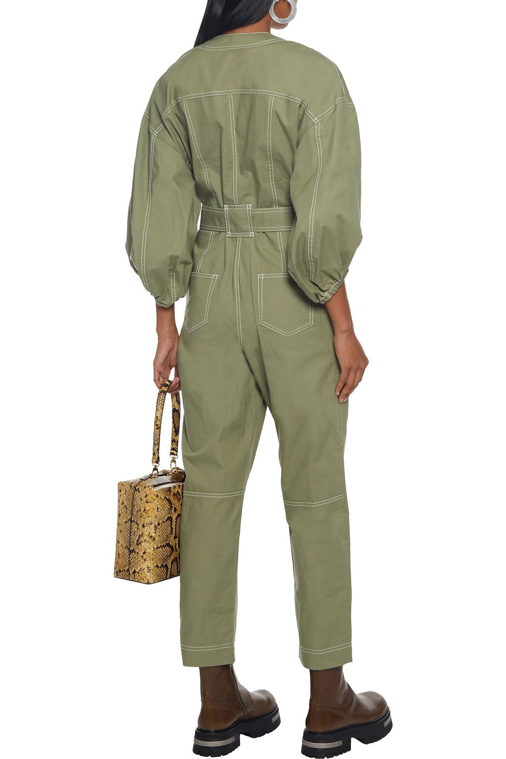 SIMKHAI Belted cotton-blend jumpsuit