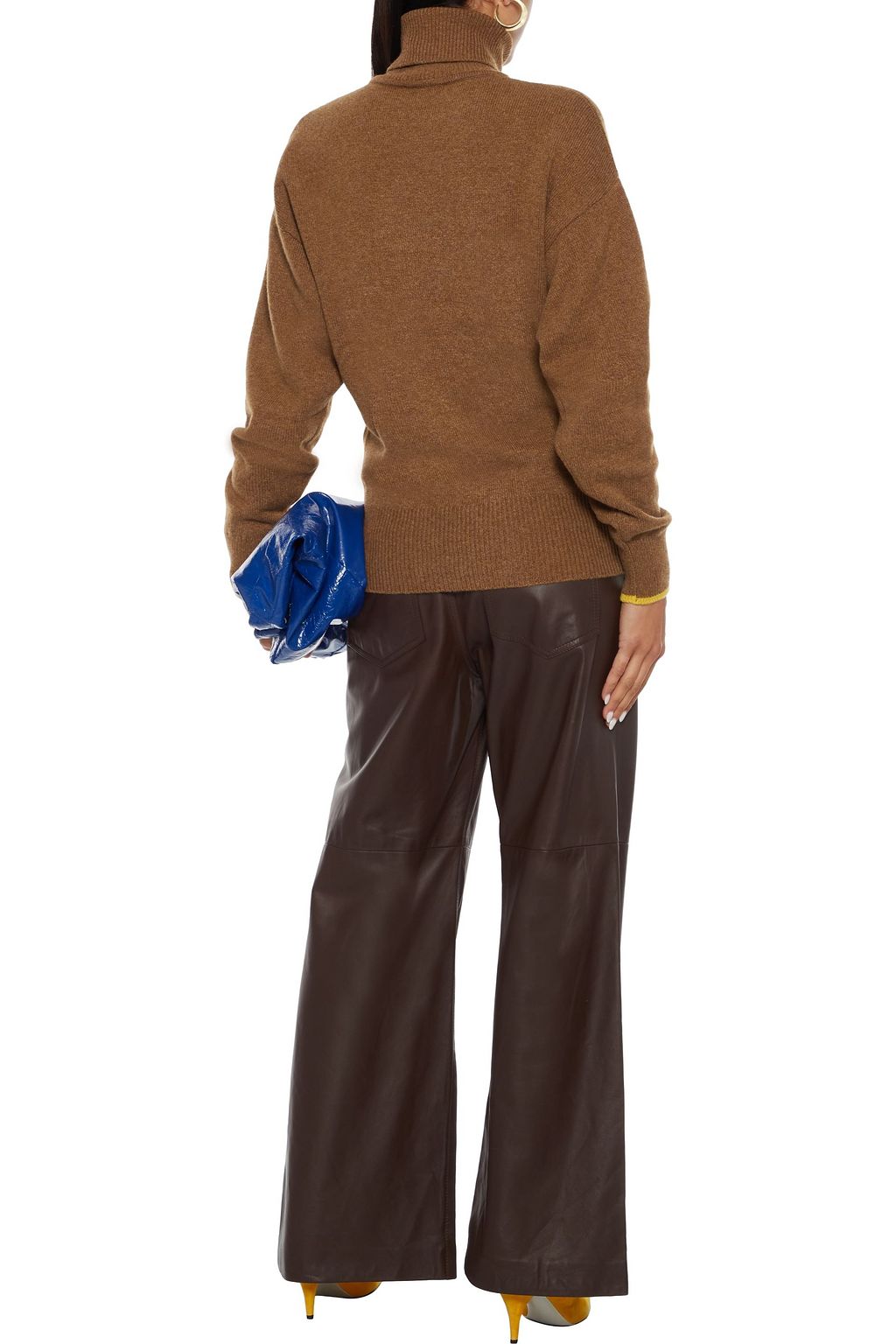 VICTORIA BECKHAM Mélange cashmere-blend turtleneck sweater