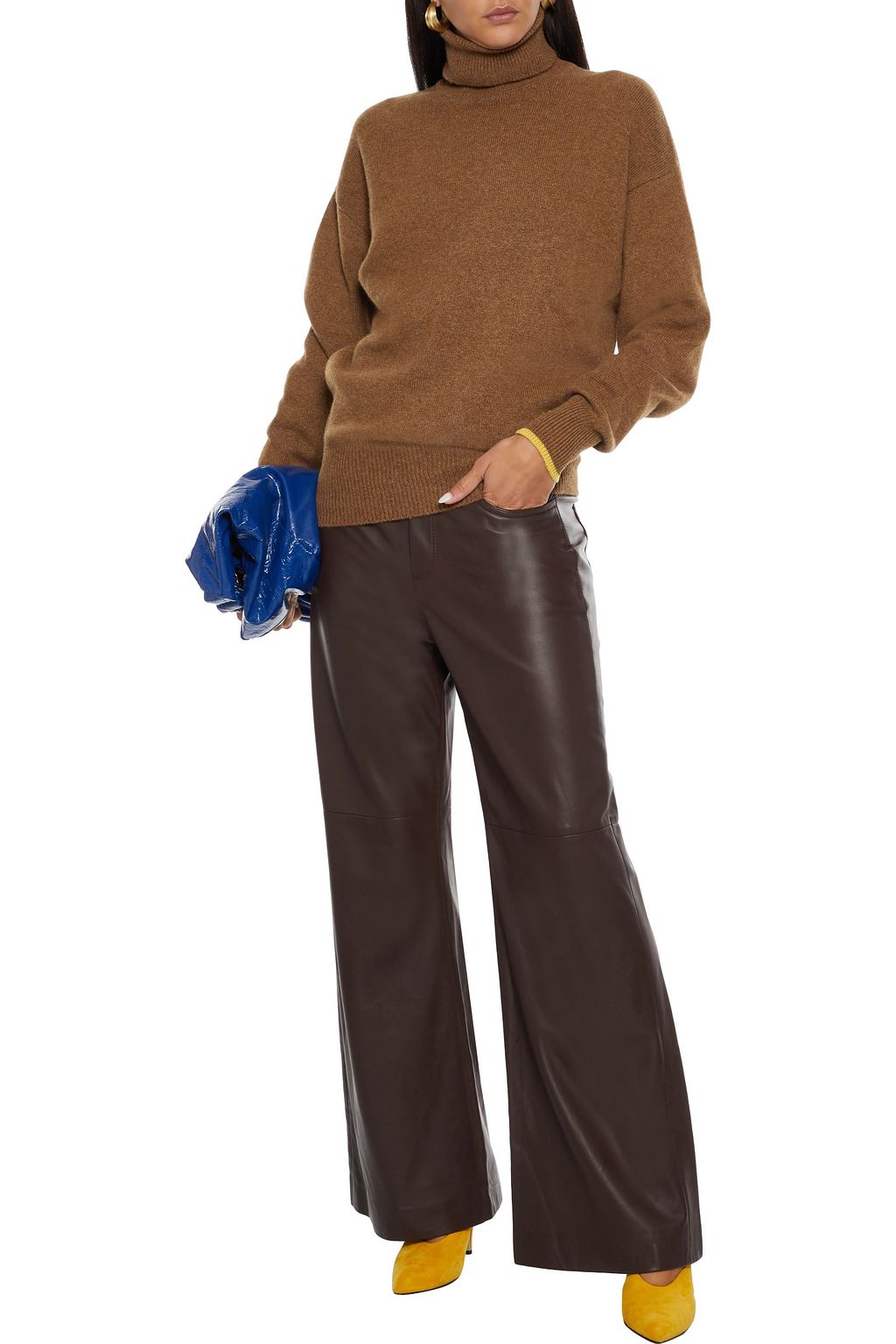 VICTORIA BECKHAM Mélange cashmere-blend turtleneck sweater