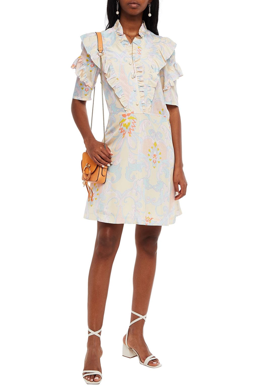 SEE BY CHLOÉ Ruffle-trimmed paisley-print silk crepe de chine mini dress