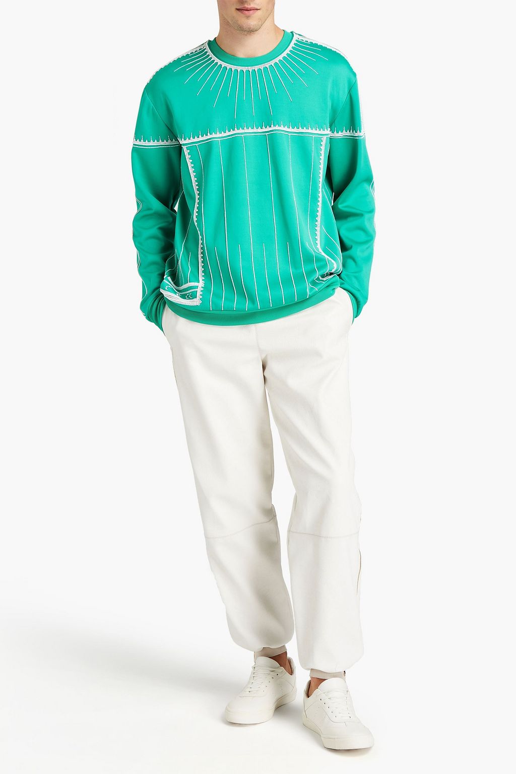 VALENTINO GARAVANI Embellished stretch-jersey sweatshirt