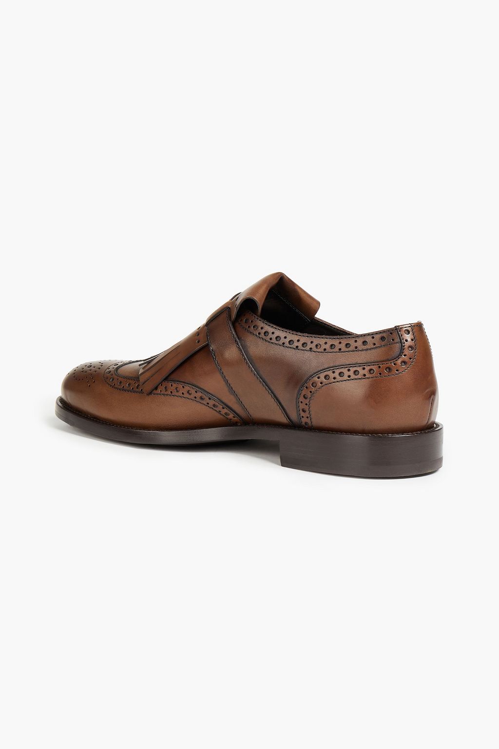 TOD'S Fringed burnished leather monk-strap shoes