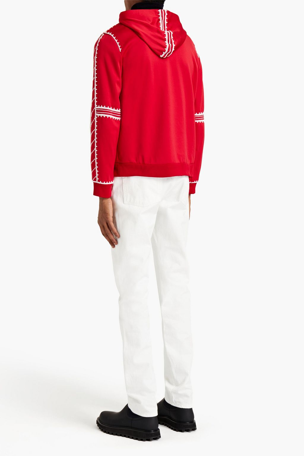 VALENTINO GARAVANI Bead-embellished stretch-jersey hoodie