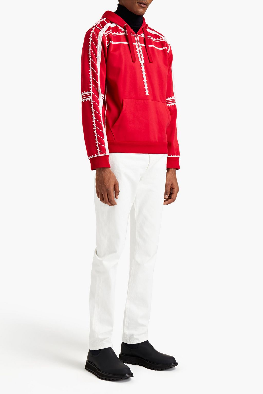 VALENTINO GARAVANI Bead-embellished stretch-jersey hoodie
