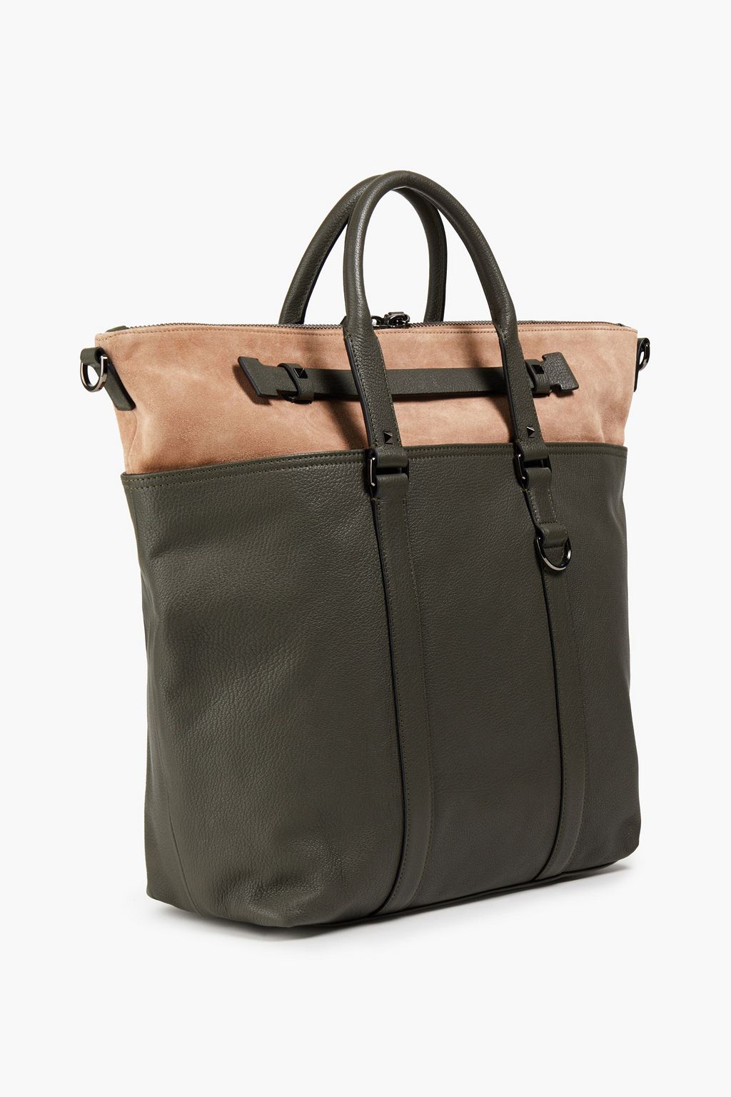 VALENTINO GARAVANI Suede and pebbled-leather tote